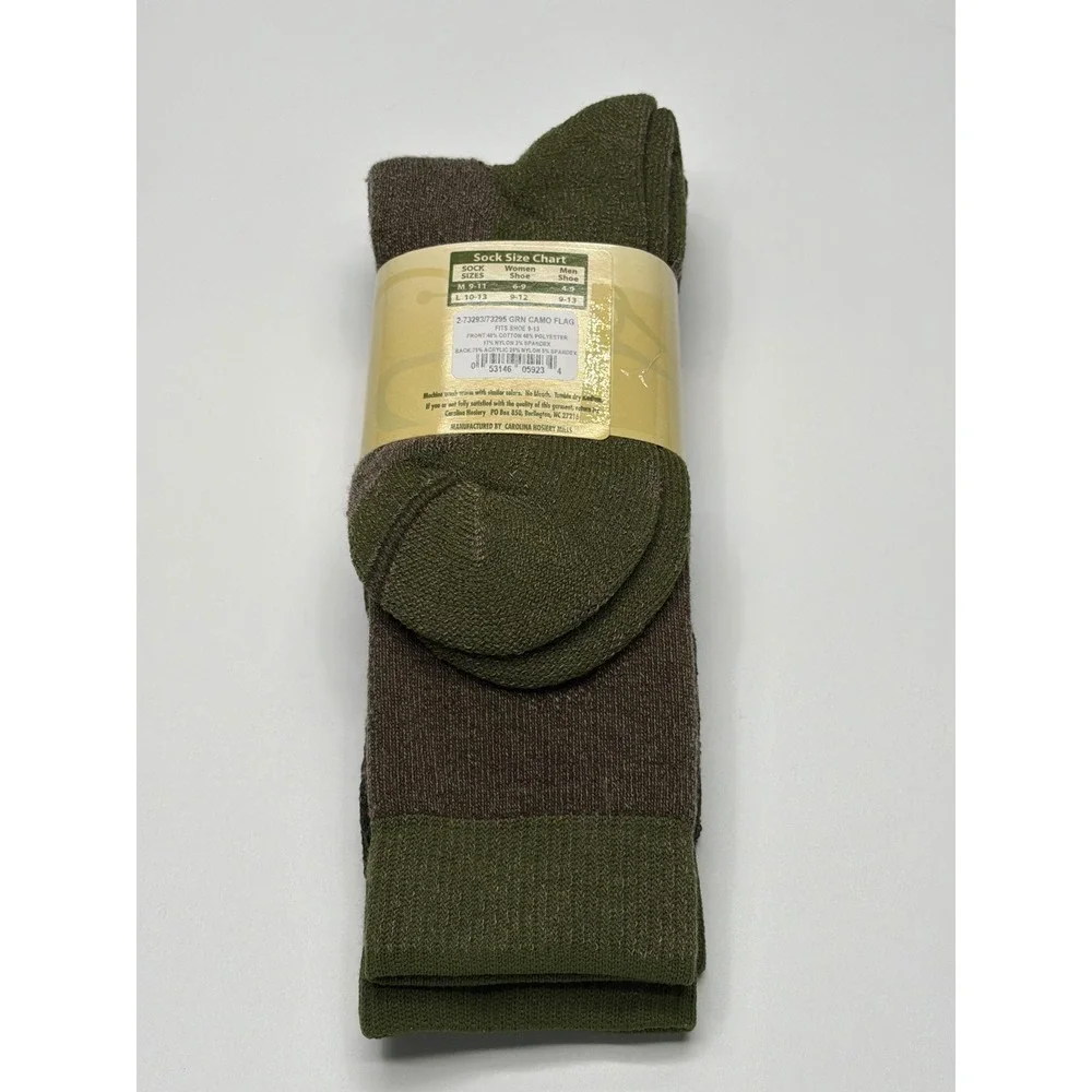 DUCKS‎ UNLIMITED CAMO 2 PK MENS CREW SOCKS MERINO WOOL Blend NWT Size L USA